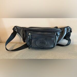 Flight Pax Black Leather Vintage Fanny Pack
